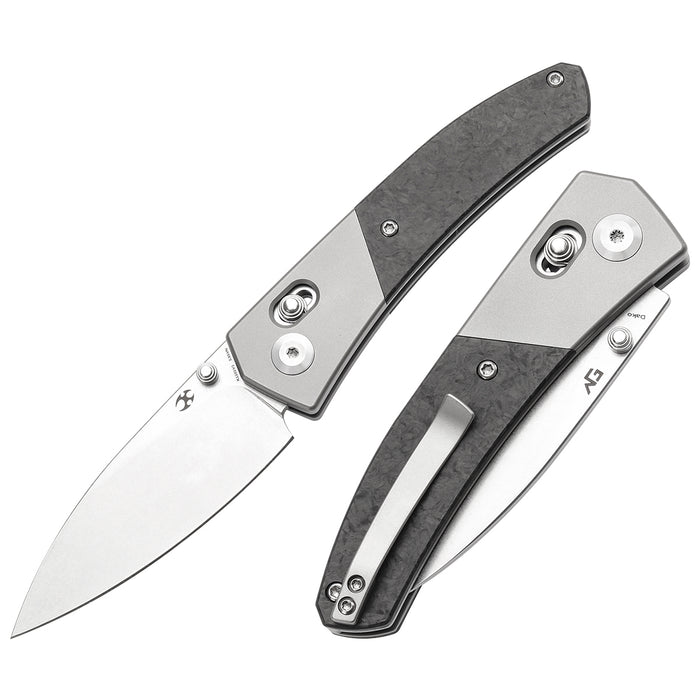KANSEPT Dako K1101V1 CPM S35VN Blade Titanium with Shred Carbon Fiber Handle Cross Bar Lock
