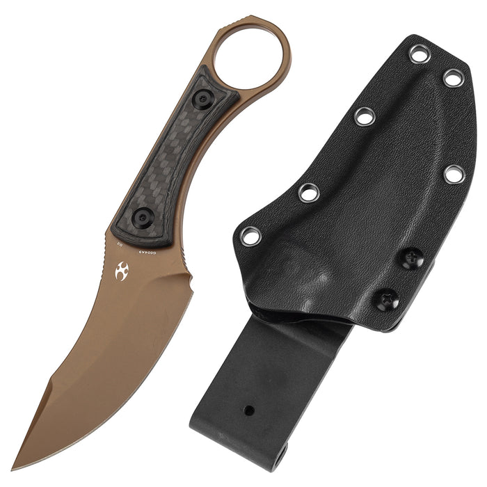 KANSEPT Niko G004A9 Rose Gold Coated D2 Blade Twill Carbon Fiber Handle Fixed Knife