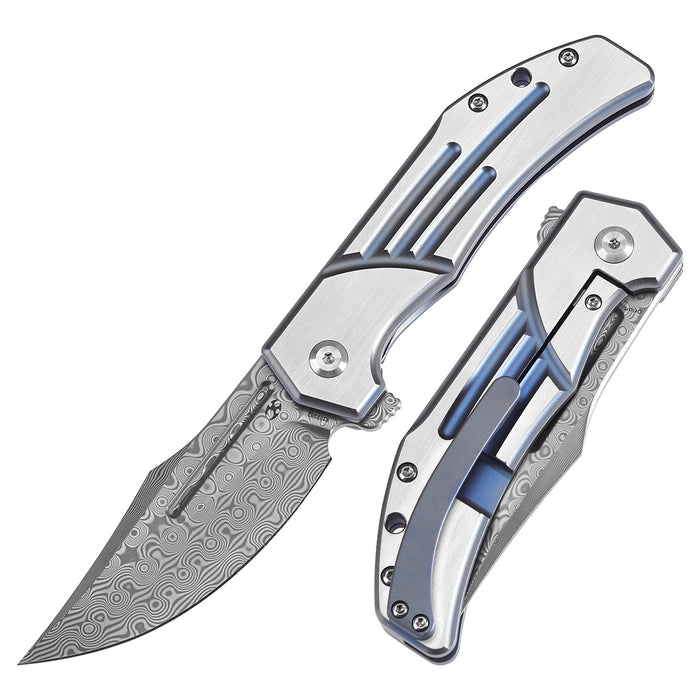 Kansept Orion K1089B2 Damascus Blade Titanium Handle JB Stout Design