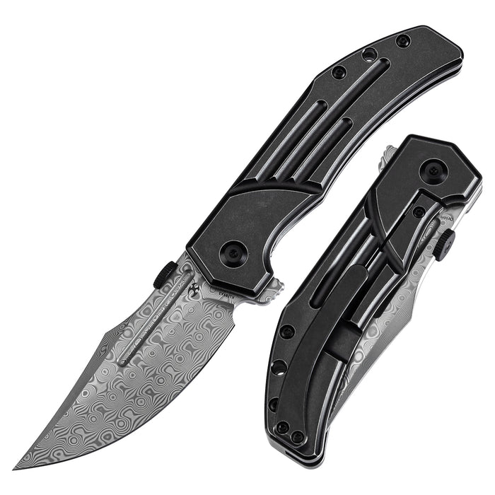 Kansept Orion K1089A3 Damascus Blade Titanium Handle JB Stout Design