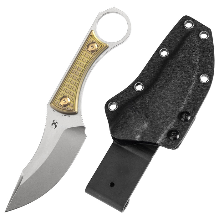 Kansept Niko G004A3 Fixed Knife D2 Blade Gold Titanium Handle Kydex Sheath