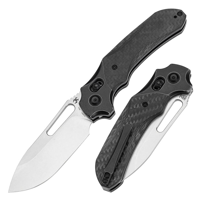 KANSEPT Quasar K1099V2 CPM 20CV Blade Titanium with FatCarbon Handle Cross Bar Lock