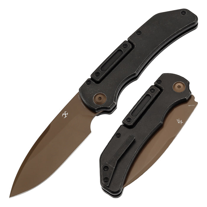 KANSEPT Hazard K1104H2 Rose Gold Coated CPM-S35VN Blade Blackwash Titanium Handle Bali Lock Knife