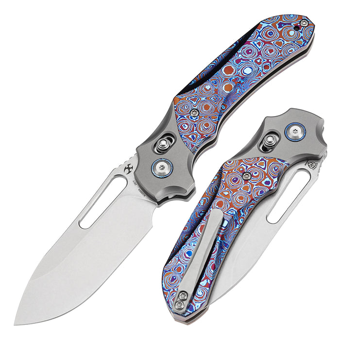 KANSEPT Quasar K1099V4 CPM 20CV Blade Titanium and Timascus Handle Cross Bar Lock