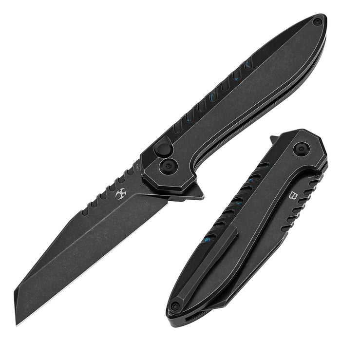 Kansept Kosame T1093F2 154CM Blade Blackwash Titanium with Blue Carbon Fiber Inlay Button Lock