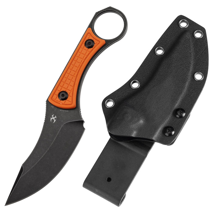 KANSEPT Niko G004A10 Blackwash D2 Blade Orange G10 with Frag Pattern Handle Fixed Knife
