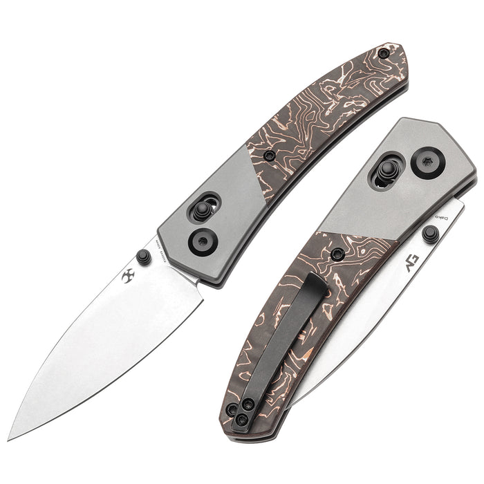 KANSEPT Dako K1101V2 CPM S35VN Blade Cross Bar Lock Titanium with Copper Carbon Fiber Handle