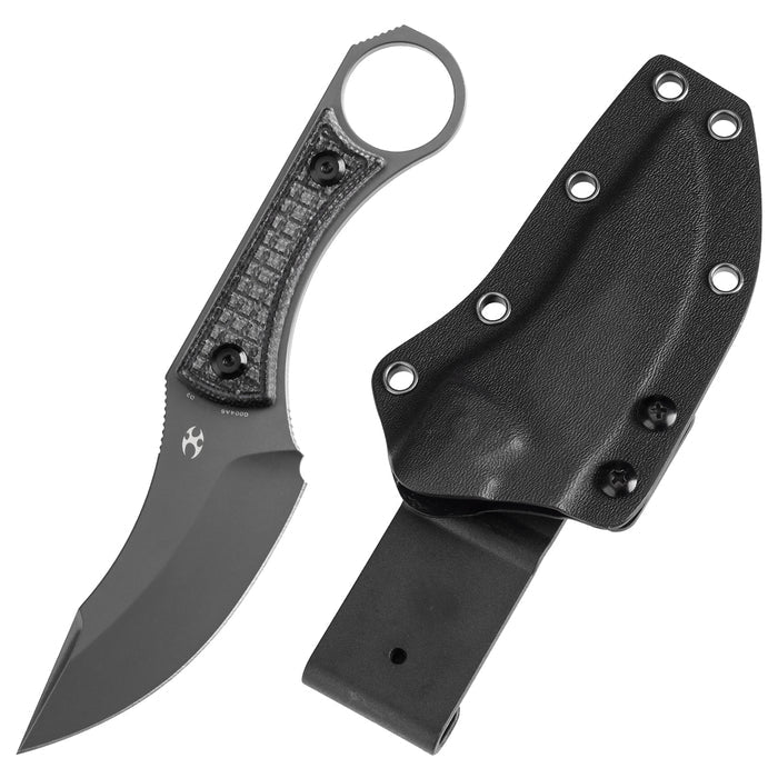 Kansept Niko G004A6 Fixed Knife Black D2 Blade Black Micarta Handle Kydex Sheath