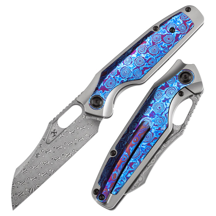 Kansept Tuckamore K1052A7 Folding Knife Damascus Blade Titanium + Timascus Handle Frame Lock