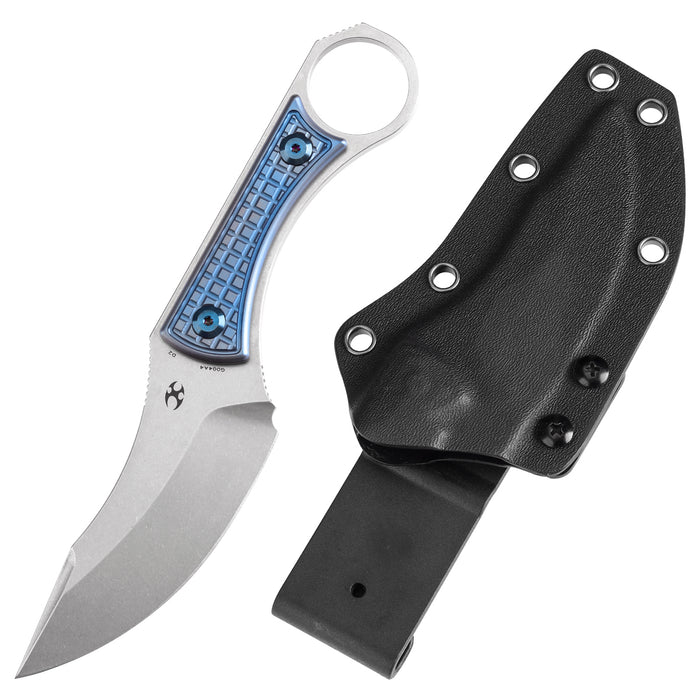 Kansept Niko G004A4 Fixed Knife D2 Blade Blue Titanium Handle Kydex Sheath