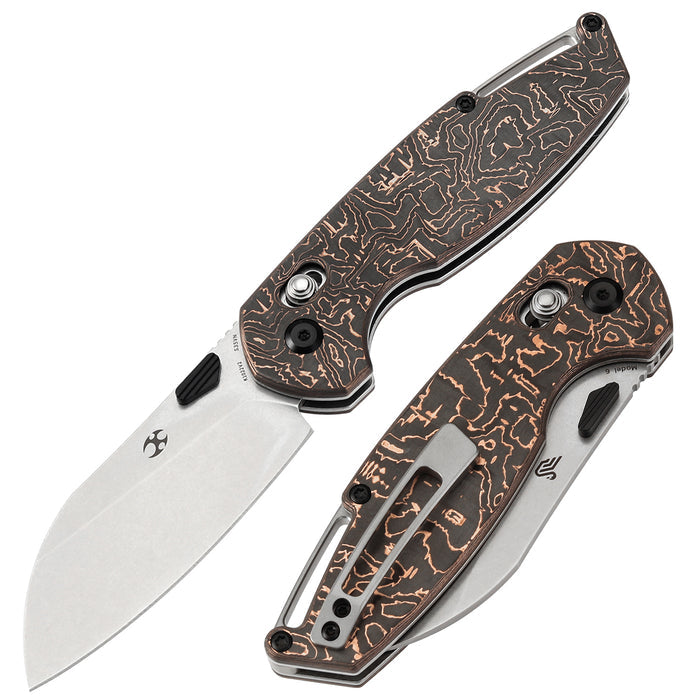 KANSEPT Model 6 K1022V2 CPM S35VN Blade Copper Carbon Fiber Handle Crossbar Lock Knife