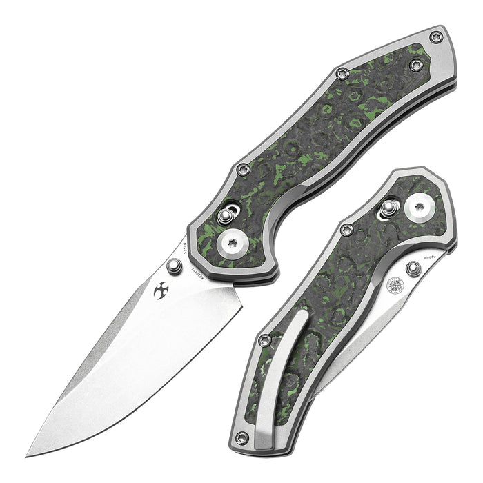 KANSEPT Apollo K2107V1 CPM S35VN Titanium and Jungle Wear Fatcarbon Handle Cross Bar Lock