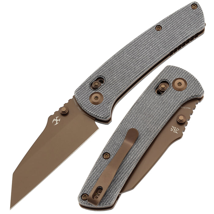 KANSEPT Main Street T1015V11 154CM Blade Micarta Handle Thumb Studs/Crossbar Lock Knife