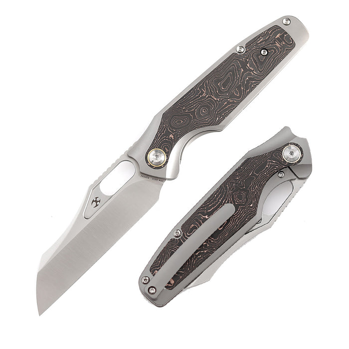 Kansept Tuckamore K1052A2 Folding Knife CPM-20CV Blade Titanium + Copper Carbon Fiber Handle Frame Lock