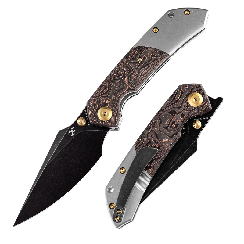 Kansept Fenrir K1034A9 CPM-S35VN Blade Copper Carbon Fiber + Titanium Handle Liner Lock Folding Knife