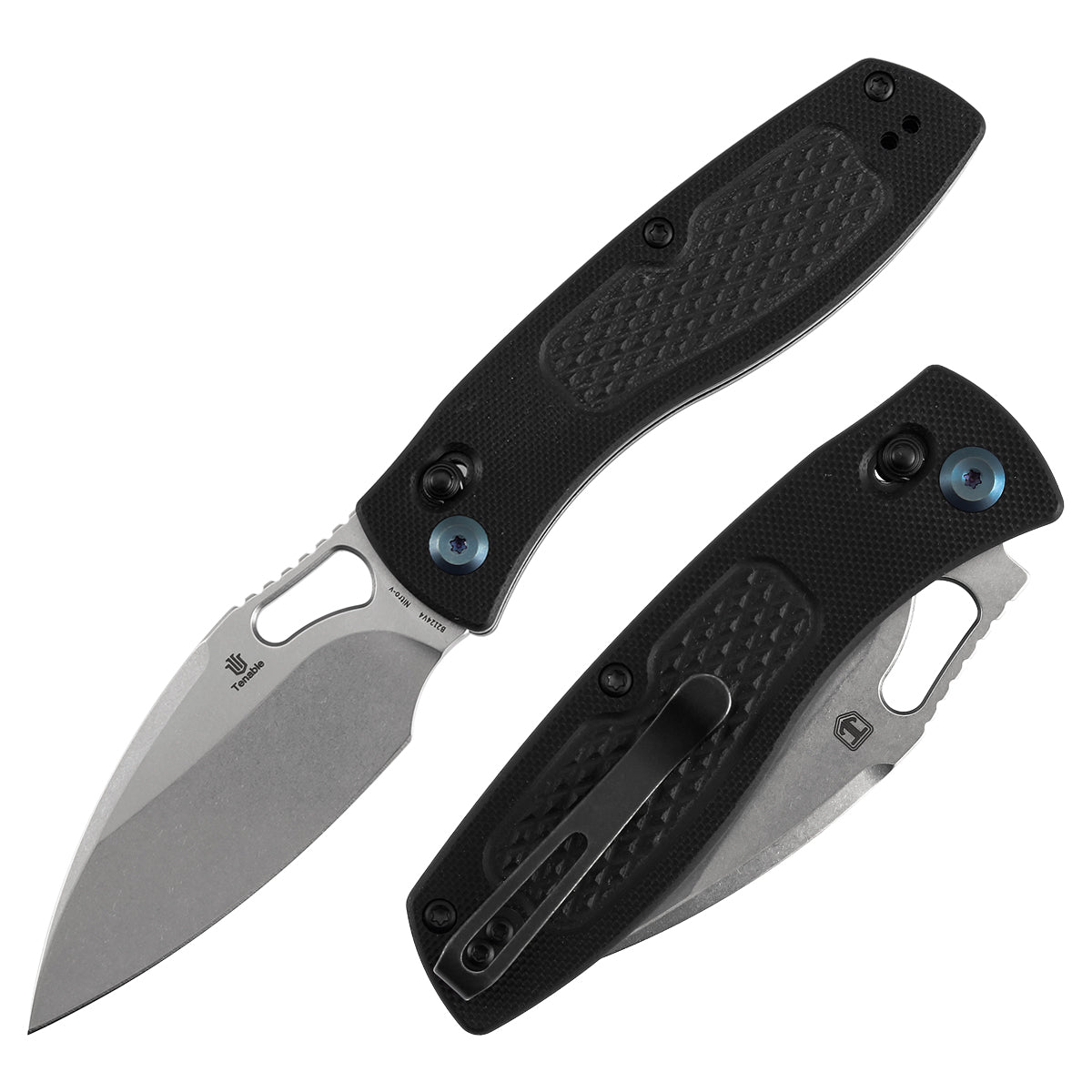 Tenable Heron B2124V4 Nitro V Blade Black G10 Handle Crossbar Lock Folding Knife