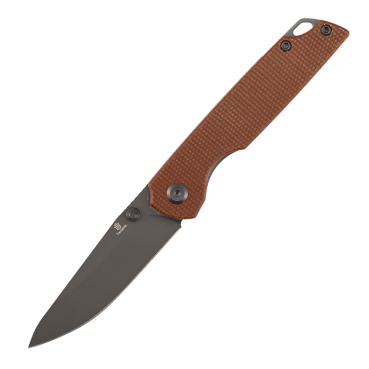 Tenable Mini Warrior B2005A3 Gray TiCn Coated Nitro-V Blade Brown Micarta Handle Liner Lock Folding Knife