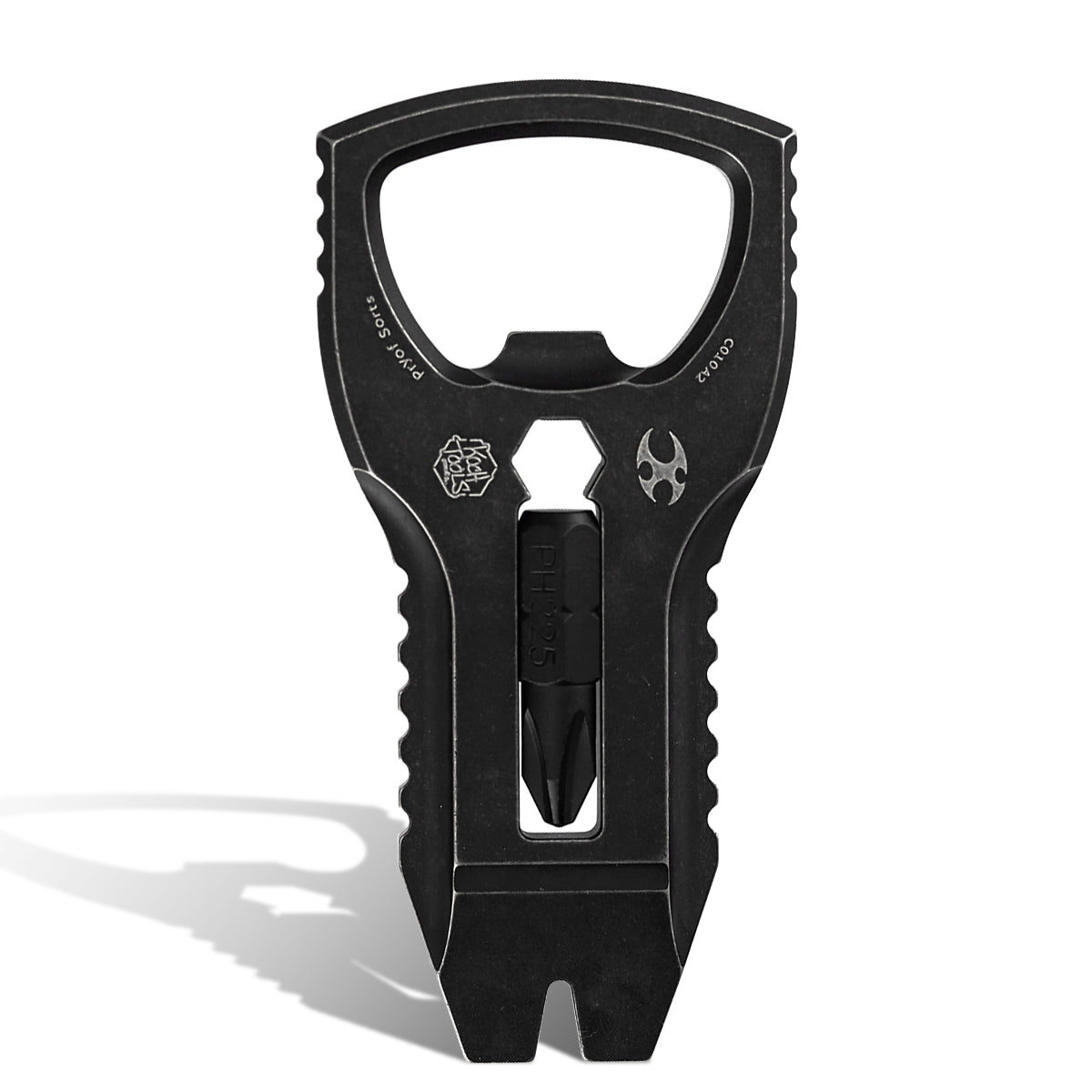 Kansept EDC PryofSorts C010A2 EDC Multi-Tool Blackwash Titanium Bottle Opener, Pry Bar & Screwdriver