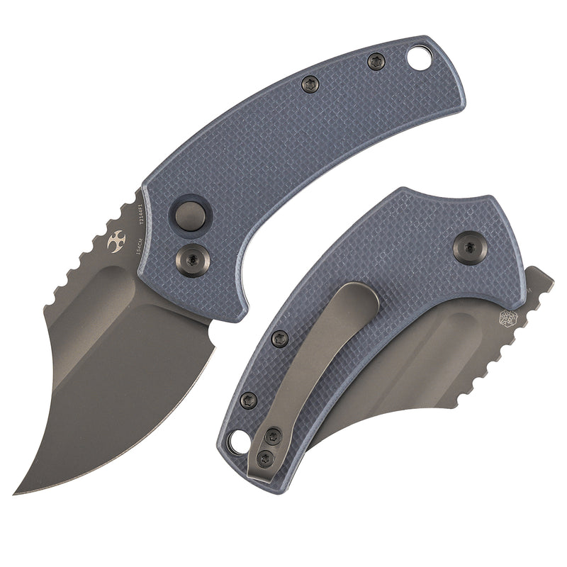 Kansept Wasp T2144F1 Gray TiCn Coated 154CM Blade Light Gray G10 Handle Button Lock Folding Knife