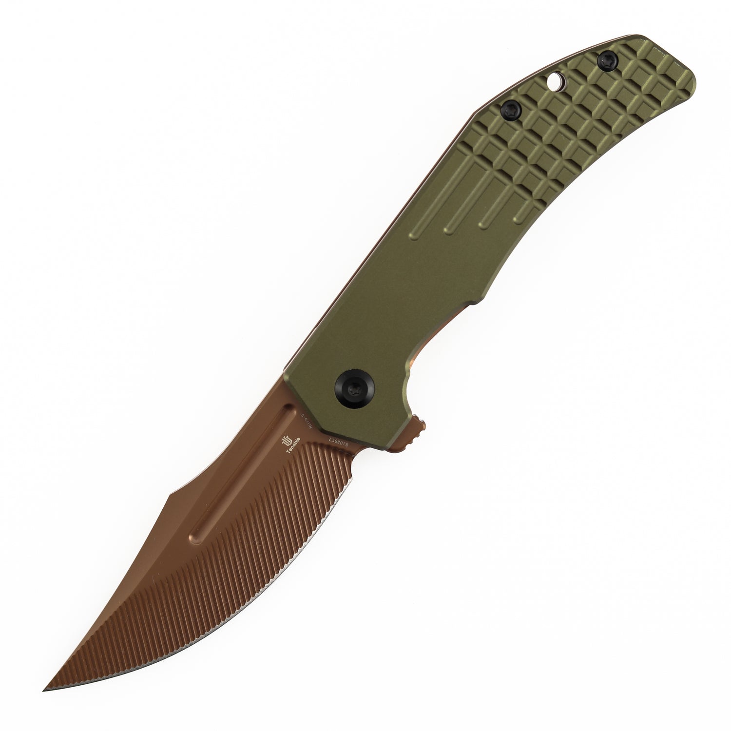 Tenable Orion B1089C2 Rose Gold Nitro-V Blade Blue Aluminum Handle Liner Lock Folding Knife