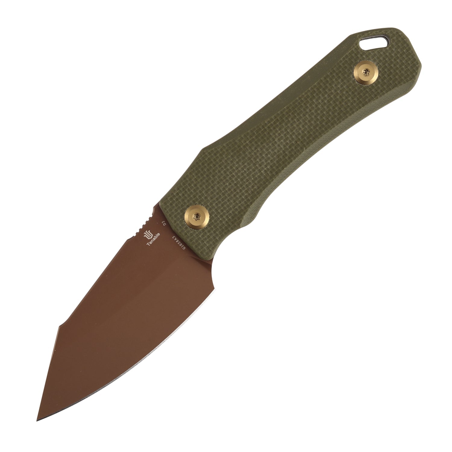 Tenable Loki G1058A3 Rose Gold D2 Blade Olive Green G10 Handle Fixed Blade Knife