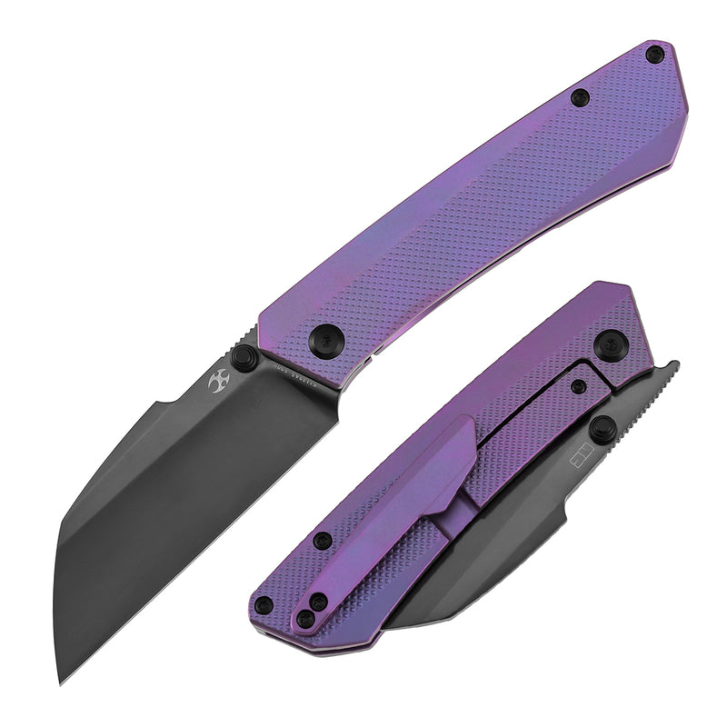 Kansept Contra K1139A5 Mirrior DLC CPM-S90V Blade Purple Anodized Titanium Handle Frame Lock Folding Knife