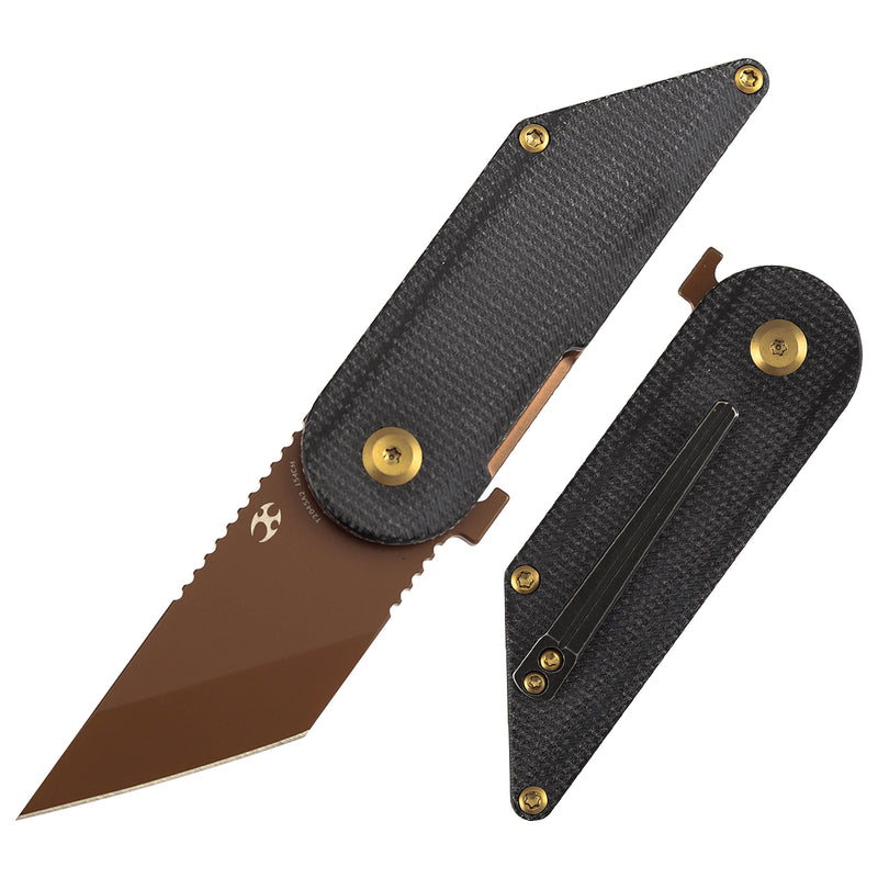 Kansept Dash T2045A2 Rose Gold Coated 154CM Blade Black Micarta Handle Liner Lock Folding Knife