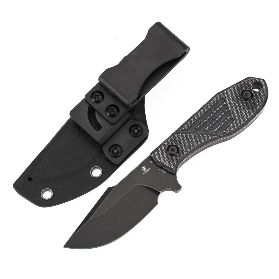 Tenable Tiny Dancer G014A4 Blackwash D2 Blade Black Micarta Handle Fixed Blade