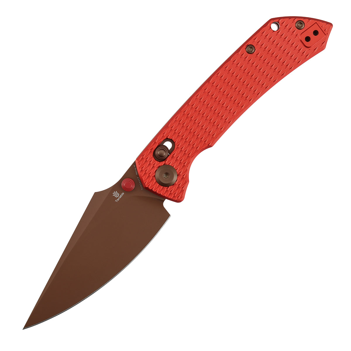 Tenable Fenrir T1034V17 Rose Gold Nitro-V Blade Red Anodized Aluminum Handle Crossbar Lock Folding Knife