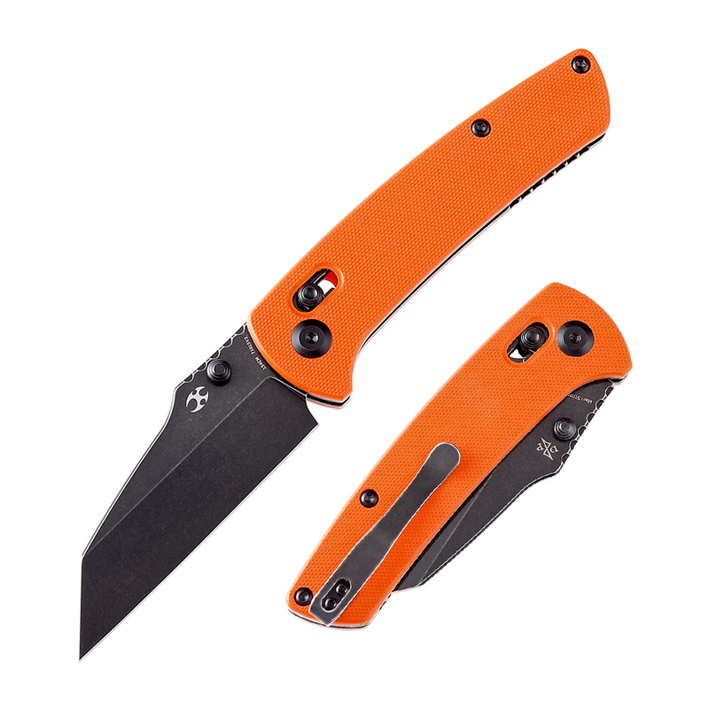 Kansept Main Street T1015V2 154CM Blade Orange G10 Handle Crossbar Lock Folding Knife