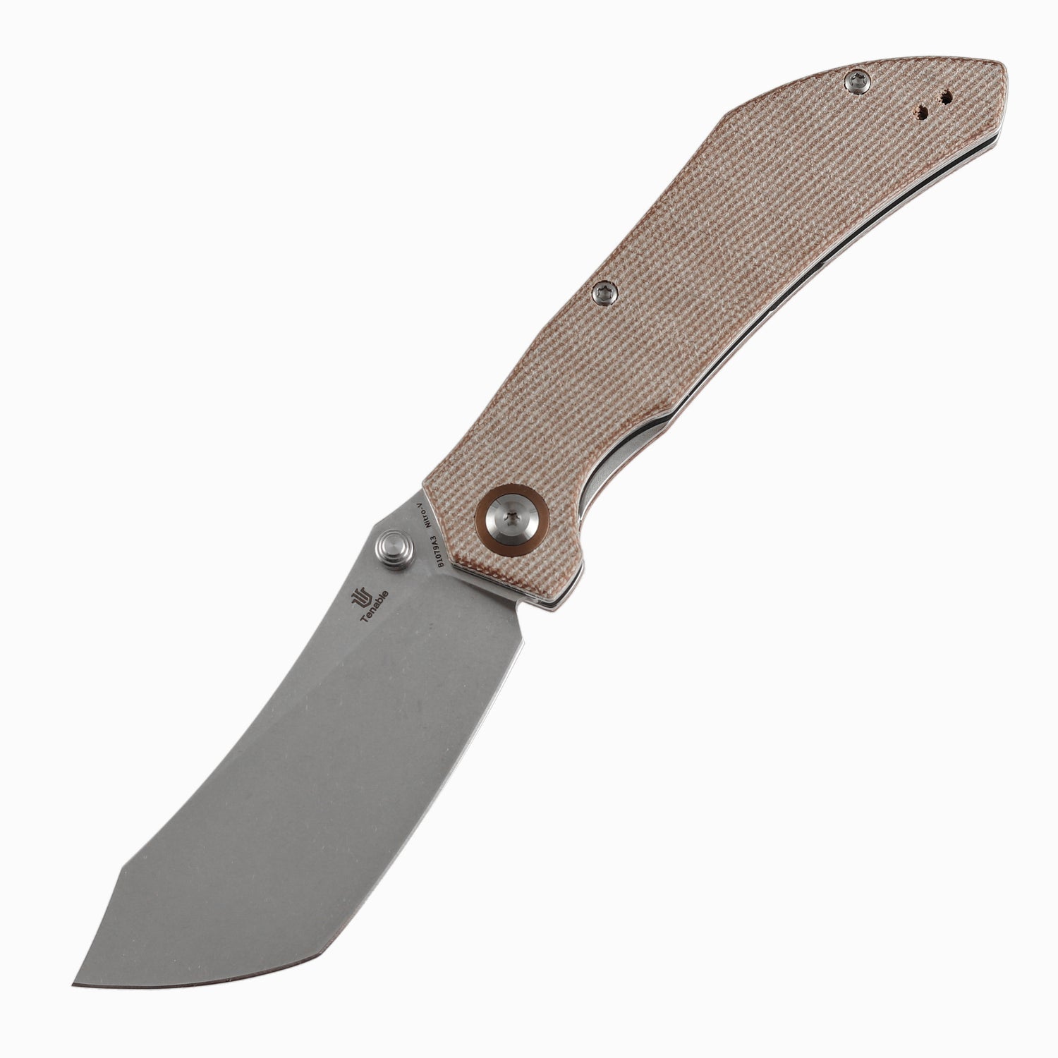 Tenable Tipper B1079A3 Stonewashed Nitro-V Blade Brown Micarta Handle Liner Lock Folding Knife