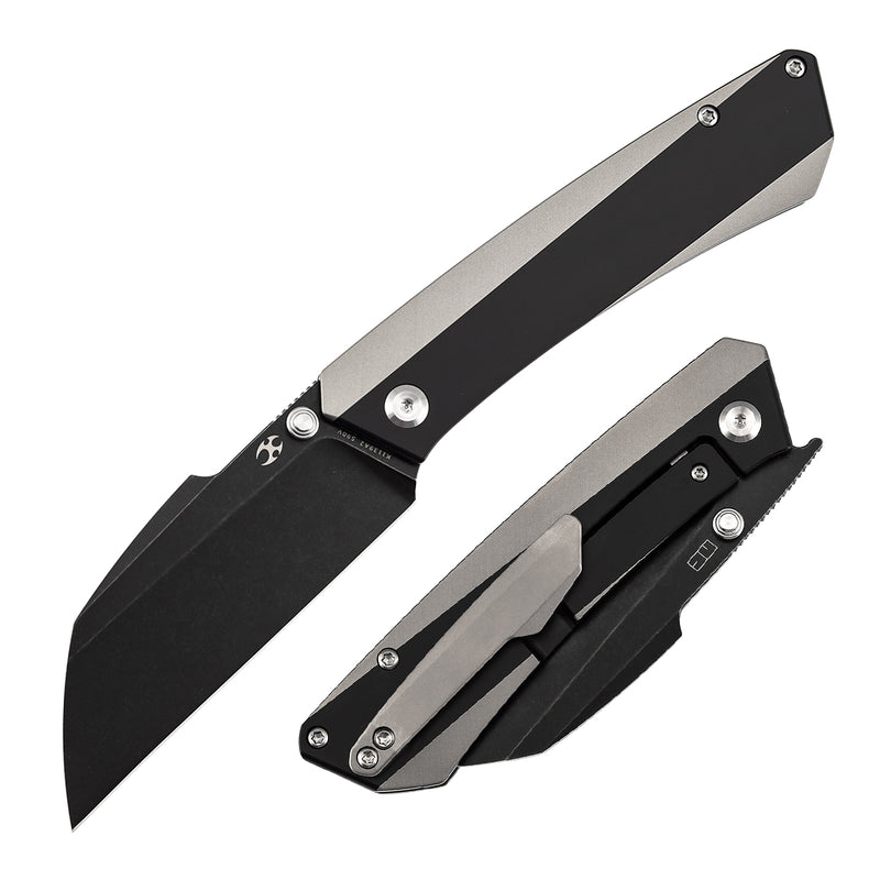 Kansept Contra K1139A2 Blackwash CPM-S90V Blade Black and Plain Titanium Handle Frame Lock Folding Knife