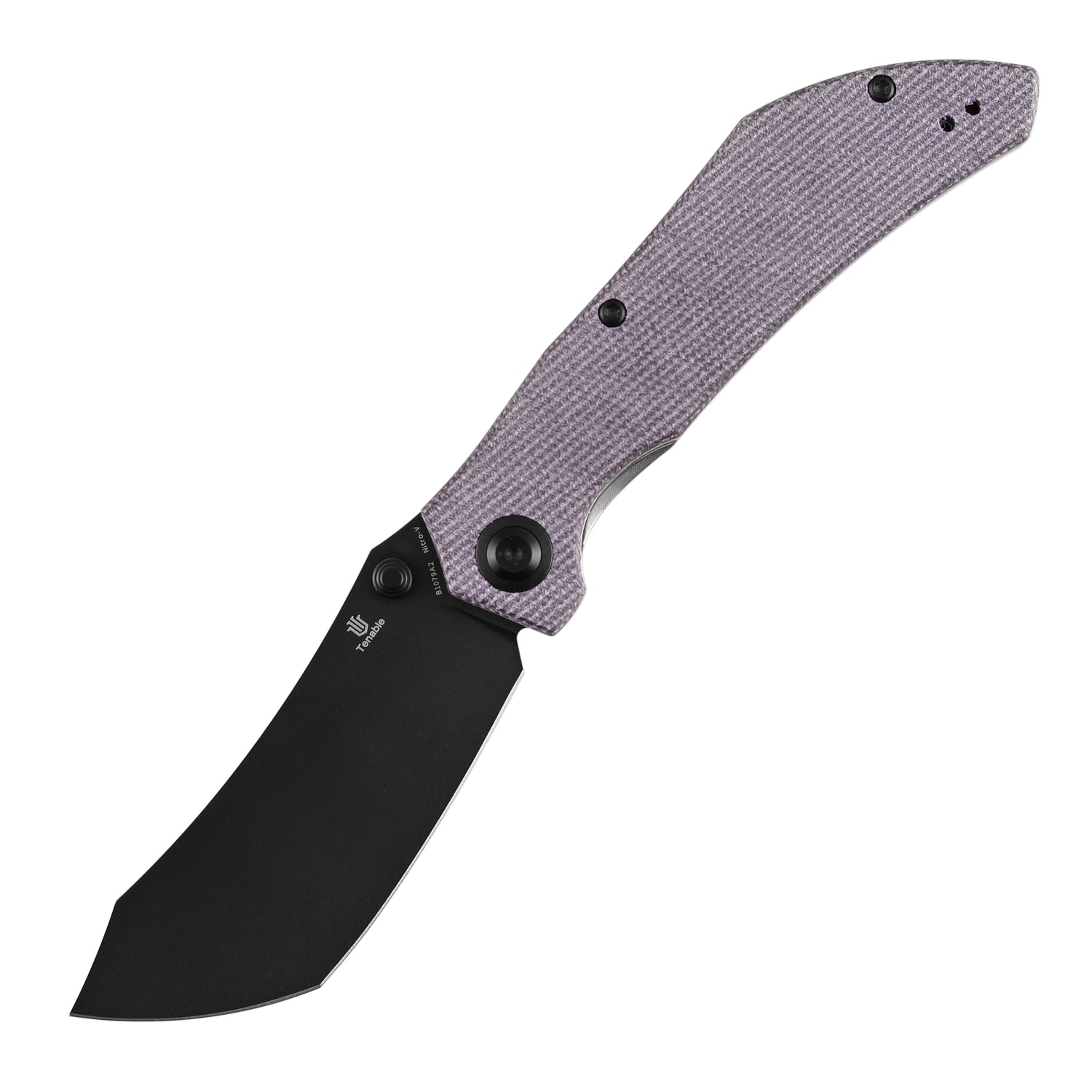 Tenable Tipper B1079A2 Blackwash Nitro-V Blade Purple Micarta Handle Liner Lock Folding Knife
