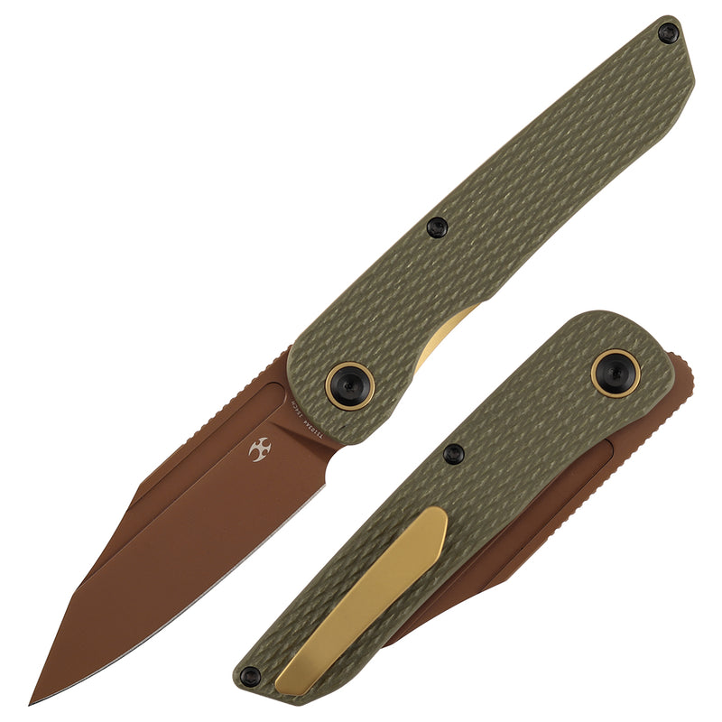 Kansept Nettle T1103A4 154CM Blade Olive Green G10 with Diamond Pattern Handle Liner Lock Folding Knife