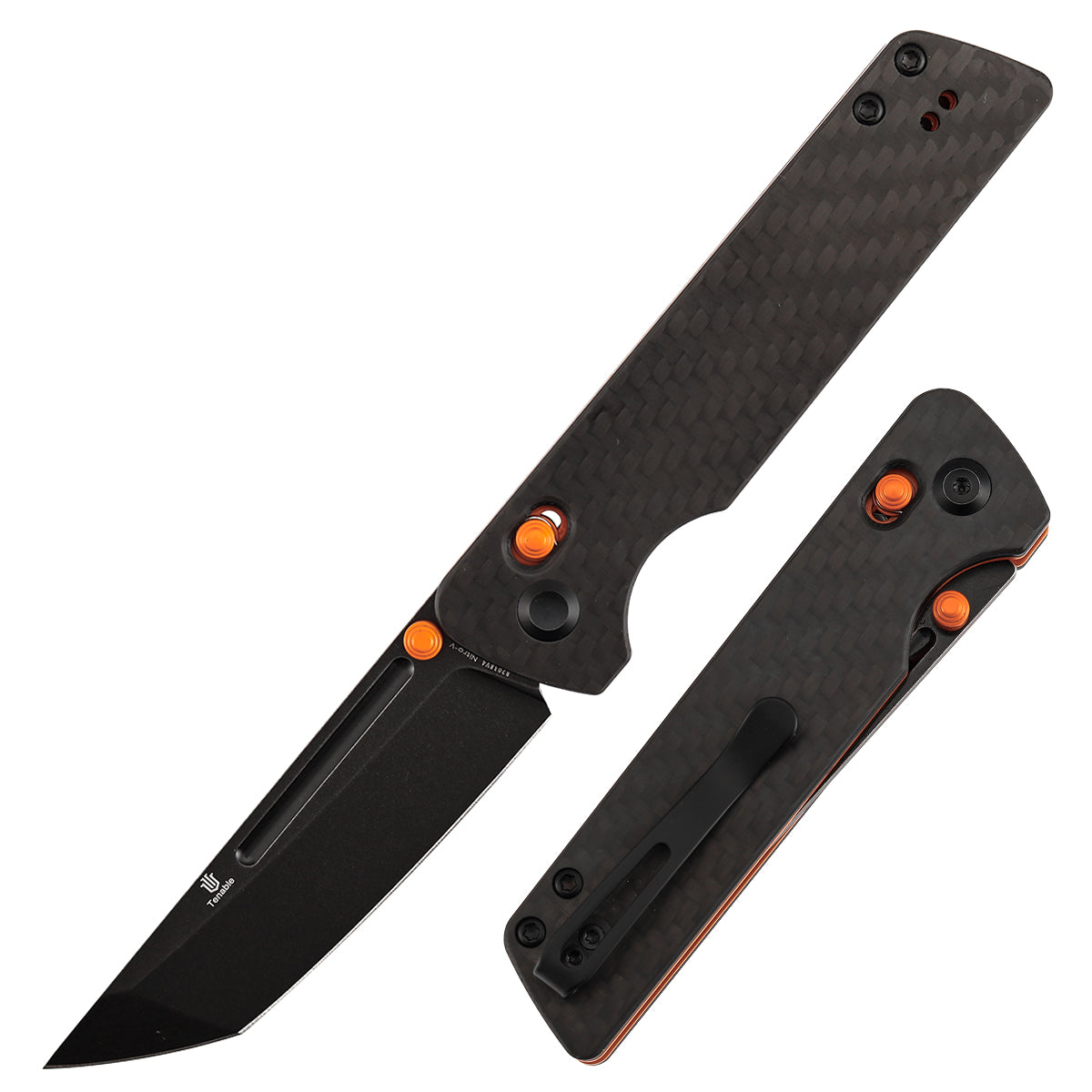 Tenable Anomaly B2038V4 Blackwash Nitro-V Blade Twill Carbon Fiber & G10 Handle Crossbar Lock Folding Knife