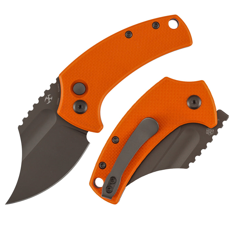 Kansept Wasp T2144F2 Gray TiCn Coated 154CM Blade Orange G10 Handle Button Lock Folding Knife