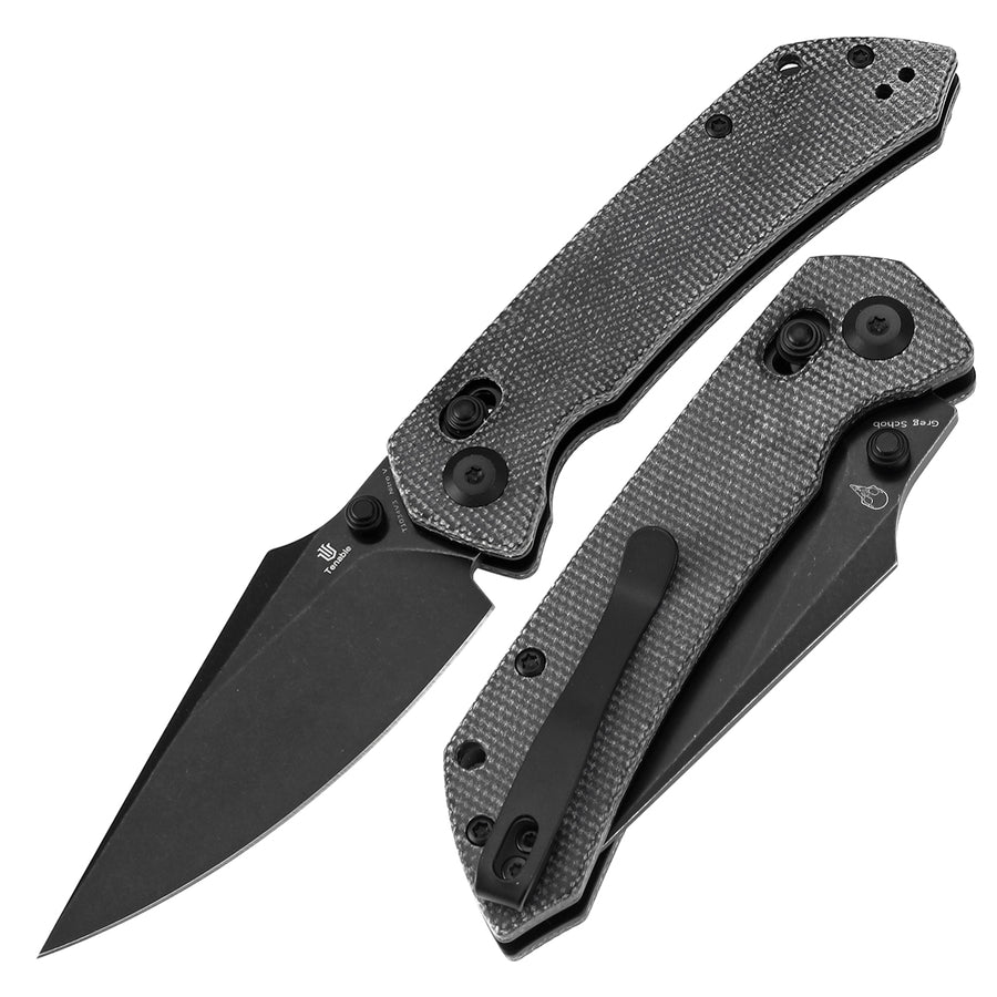Tenable Fenrir T1034V3 Nitro-V Blade Black Micarta Handle Cross Bar Lock Folding Knife