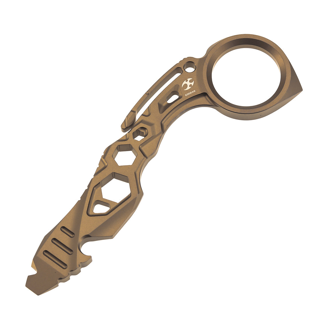 Kansept PryMate G008A6 Bronze Anodized Titanium EDC Pry Bar - Glass Breaker, Bottle Opener, Hex Bit, Pocket Clip
