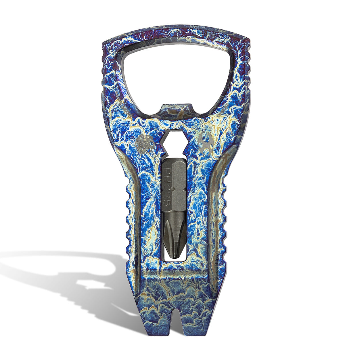 Kansept EDC PryOfSorts C010A3 EDC Multi-Tool Titanium with Lightning Strike Finish Bottle Opener, Pry Bar & Screwdriver