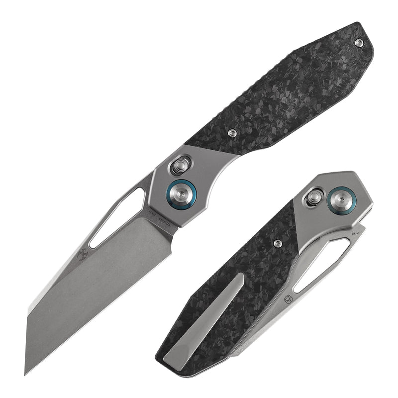 Kansept QTRO K1118VA3 Elmax Blade Titanium And Carbon Fiber Handle Crossbar Lock Folding Knife