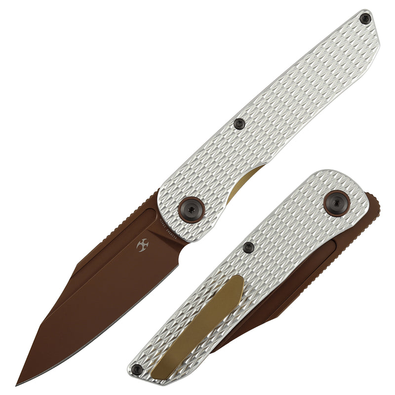 Kansept Nettle T1103A3 154CM Blade Silver Aluminum with Diamond Texture Handle Liner Lock Folding Knife