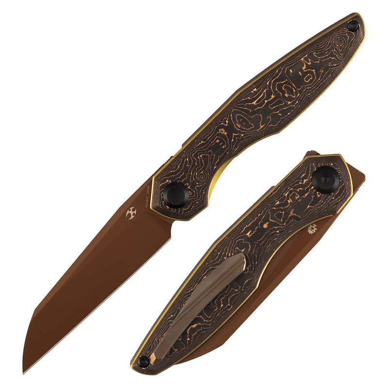 Kansept Halide K1136A5 Rose Gold Coated CPM-S35VN Blade Copper Carbon Fiber Handle Liner Lock Folding Knife