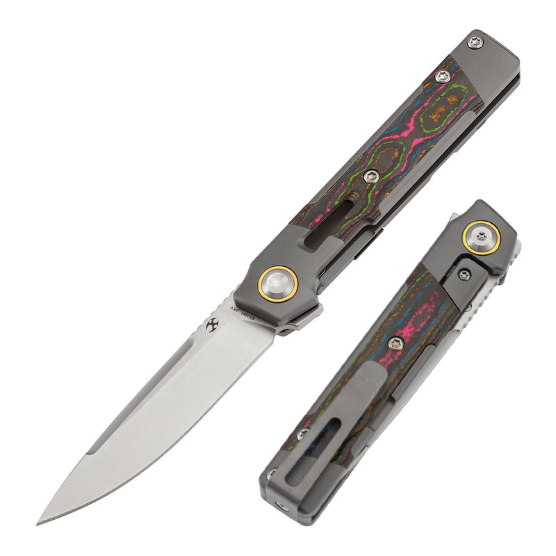 Kansept Kitpu K2123A3 CPM-20CV Blade Titanium with 80S Camocarbon Handle Frame Lock Knife