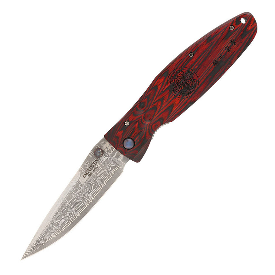 Mcusta Knife Sengoku Tokugawa MC-183D VG10 Damascus Blade Red Pakkawood Handle Folding Knife Edc