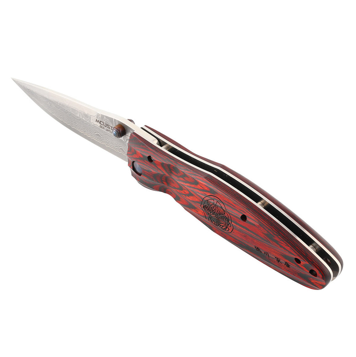 Mcusta Knife Sengoku Tokugawa MC-183D VG10 Damascus Blade Red Pakkawood Handle Folding Knife Edc
