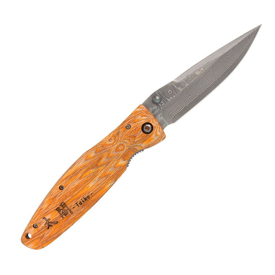 Mcusta MC-0182D Sengoku Tokugawa Ieyasu Samurai VG-10 Core Damascus Red Pakkawood 4.75" Folding Pocket Knife Liner Lock