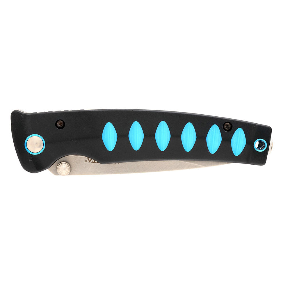 Mcusta Japanese Knives MC-0041C Folding Knife VG-10 Damascus Drop Point Blade Black Aluminum Handles Liner Lock