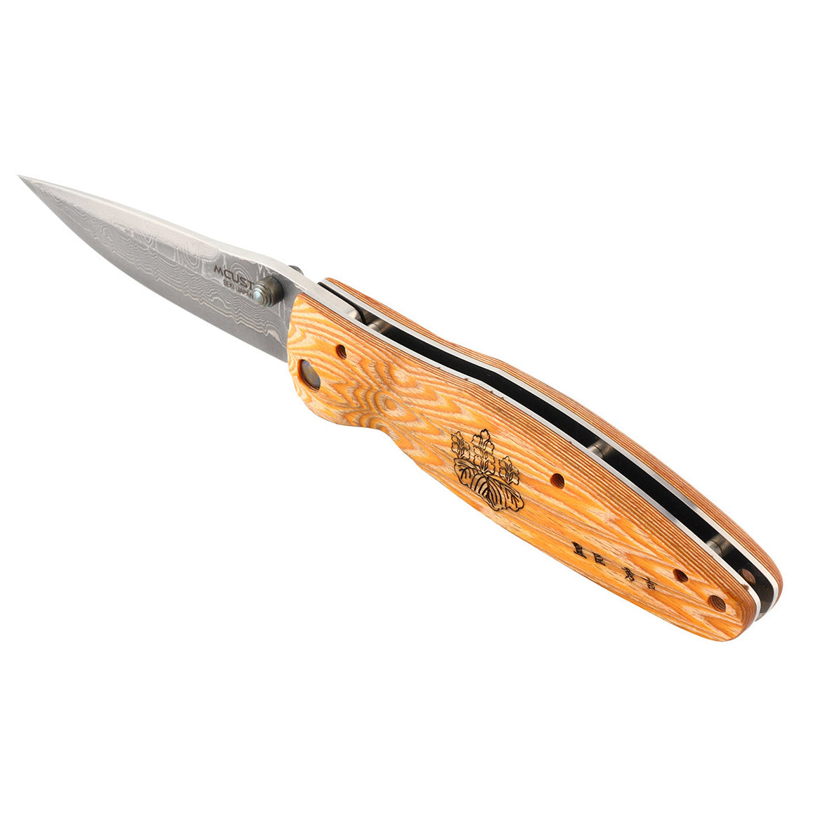 Mcusta MC-0182D Sengoku Tokugawa Ieyasu Samurai VG-10 Core Damascus Red Pakkawood 4.75" Folding Pocket Knife Liner Lock