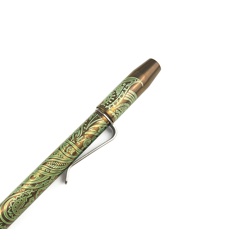 Ti2 Design TechLiner 短款钛钢笔定制阳极氧化青铜绿色长款