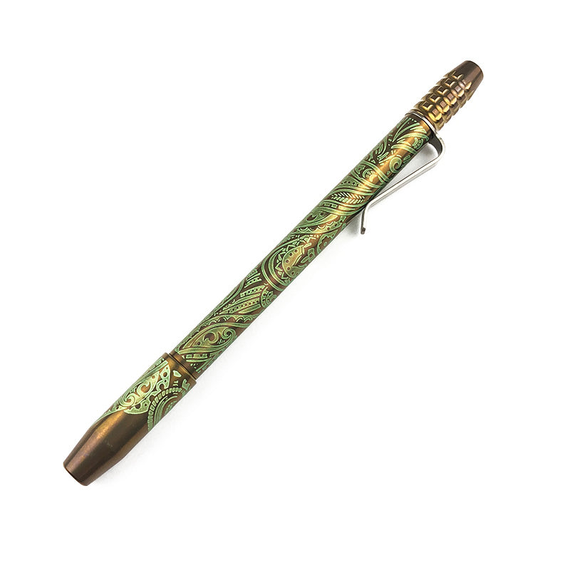 Ti2 Design TechLiner 短款钛钢笔定制阳极氧化青铜绿色长款